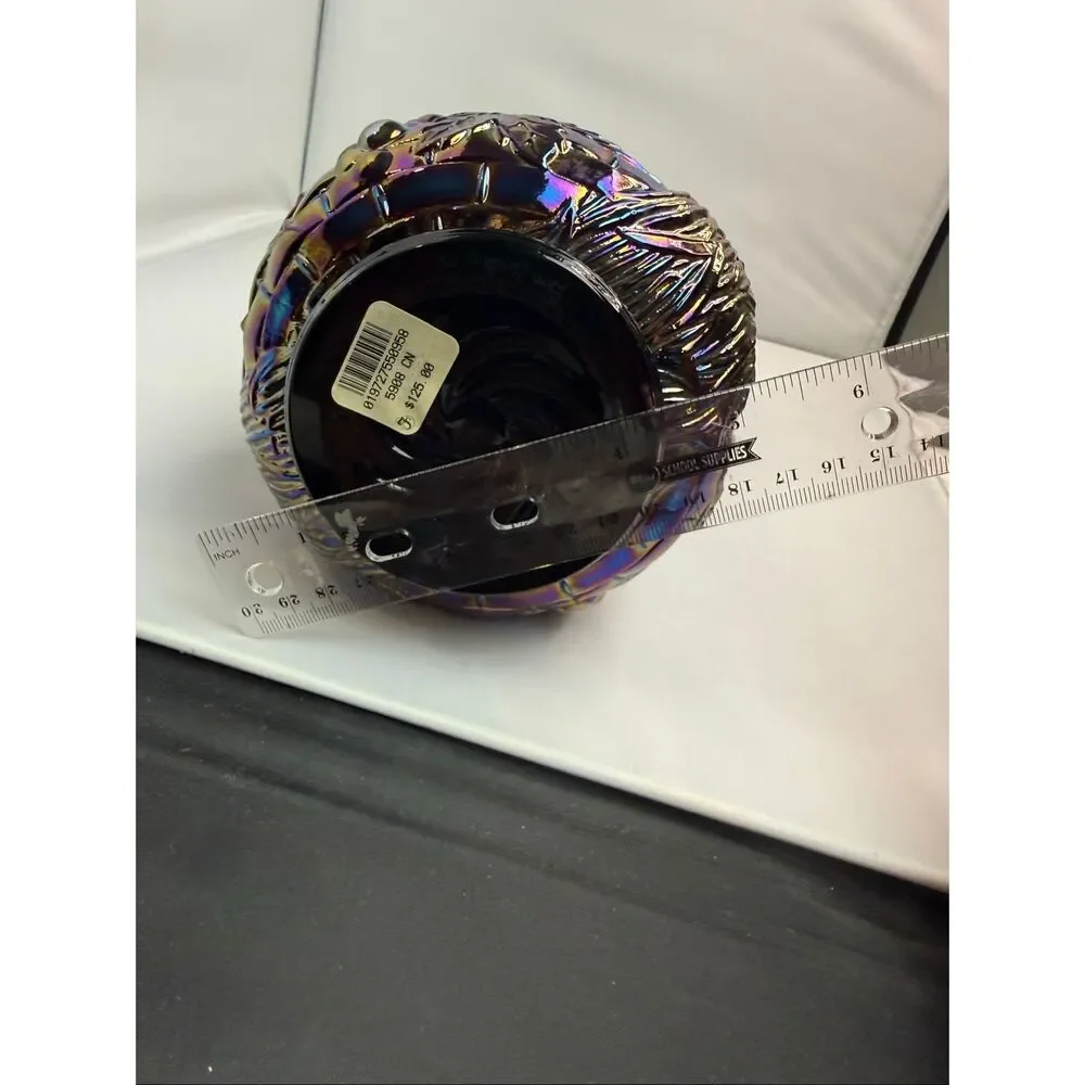 Fenton Amethyst Golden Harvest Carnival Glass Decanter w/Stopper and Box